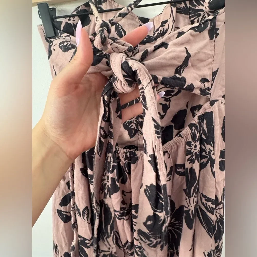 Free People Perfect Sundress Linen Blend Floral Midi Dress XS